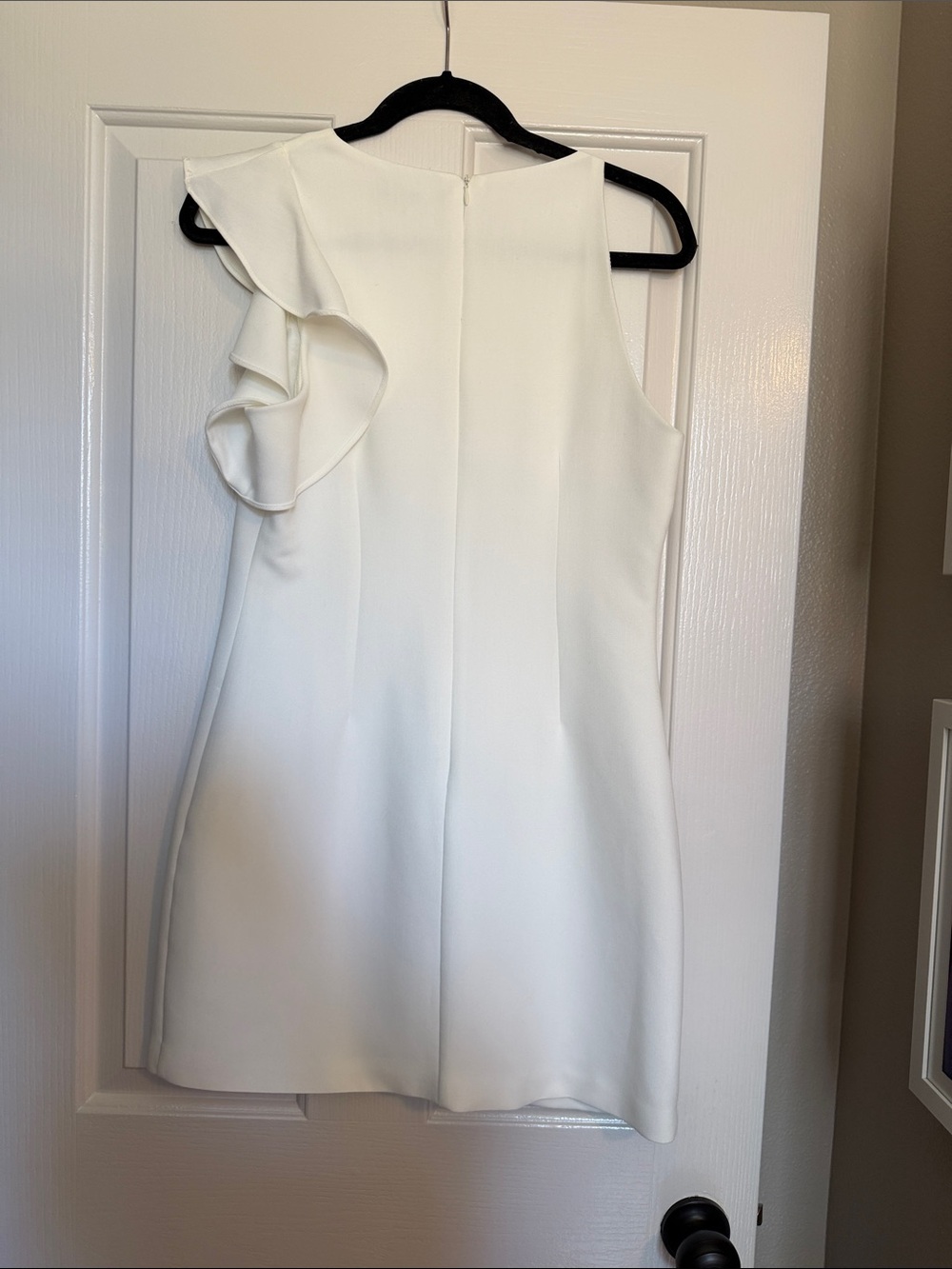Lulu's White One-Shoulder Ruffle Shift Dress - Picture 4 of 5